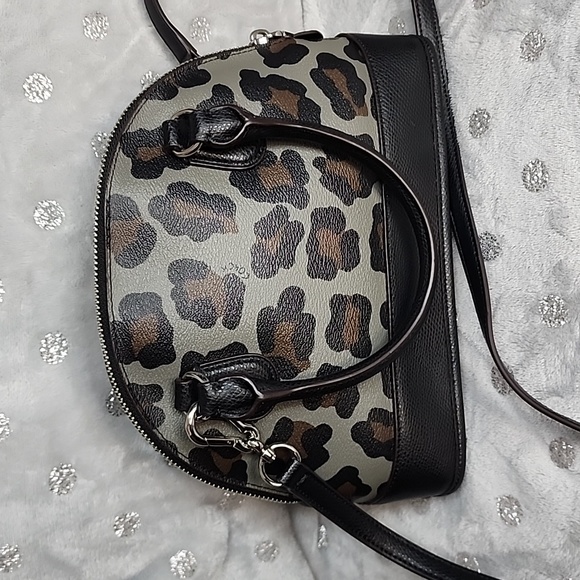 Coach NWOT Mini Cora Ocelot Leopard Satchel (msrp $279) - Picture 2 of 4